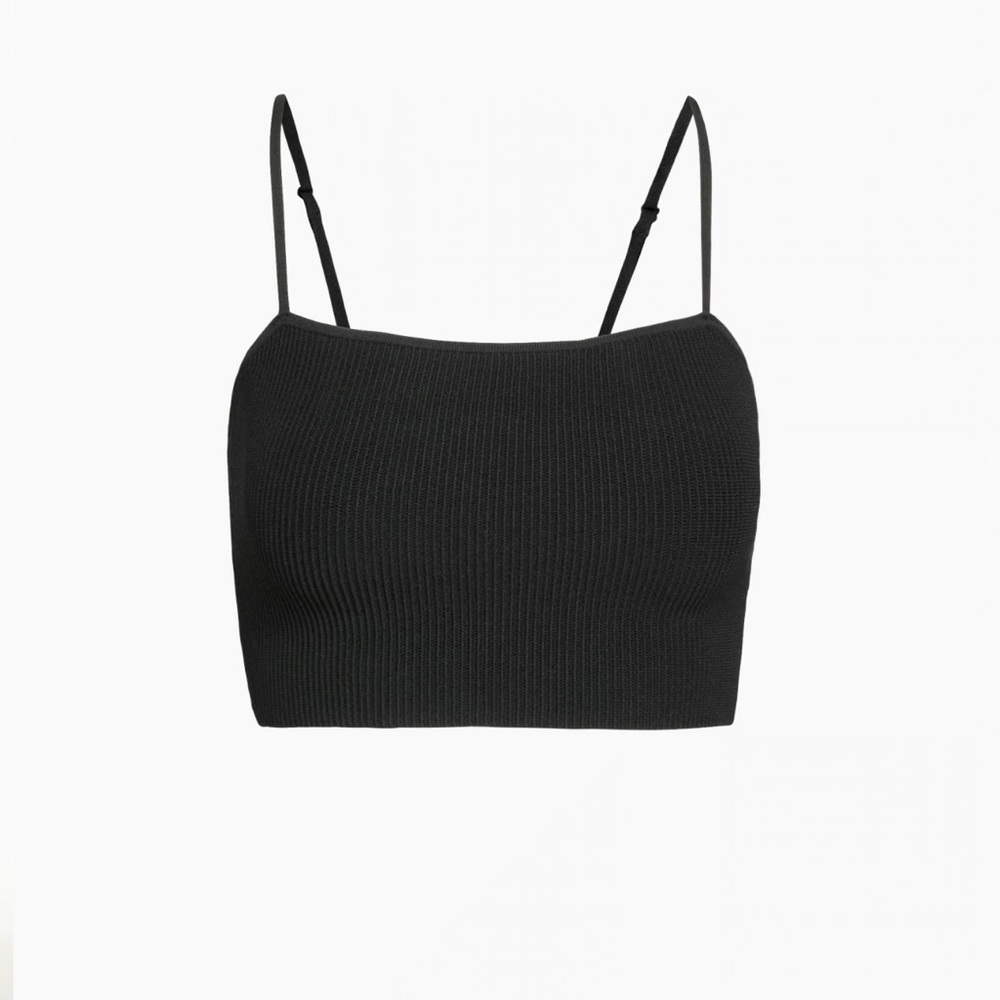 Babaton Black Ribbed Cropped Camisole